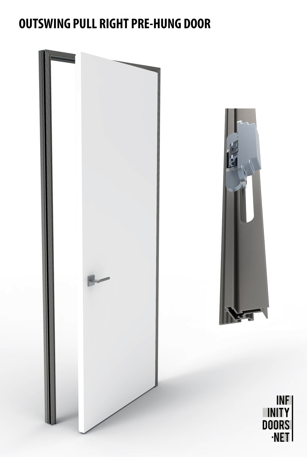 Outswing Single Pull Right Pre-Hung Door – Infinity Doors